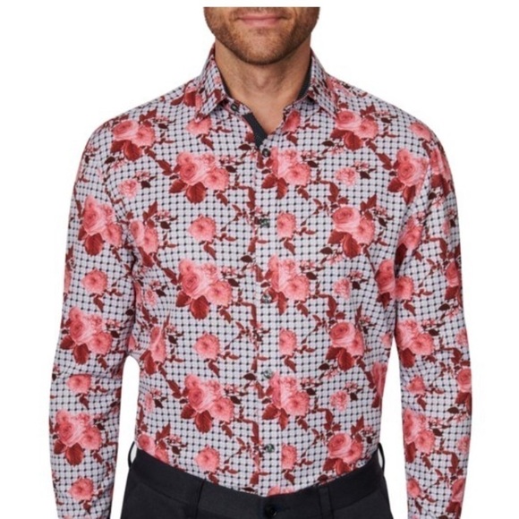 Society of Threads Men Slim Fit Floral
Performance Dress Shirt Gray Size M, red - Picture 2 of 11